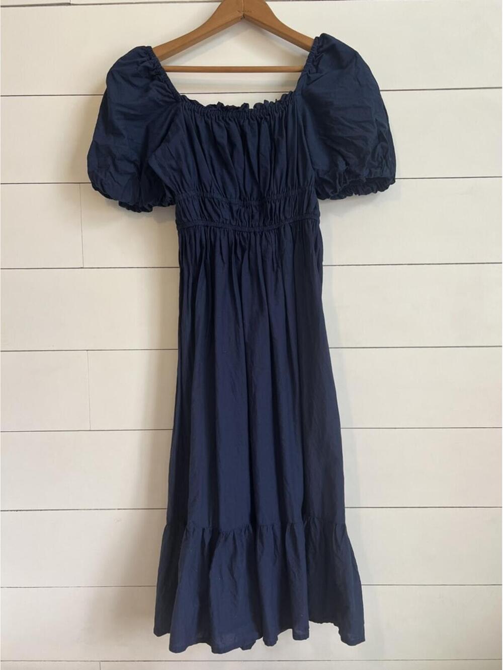 Dizzy Lizzy Cottagecore Dress Women's Size M Navy Blue Boho Girly Farmhouse